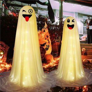 Halloween Ghost Decorations, 2 Pcs Light Up Ghost Kit, Cute Ghost Decoration